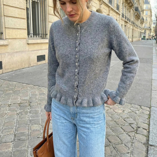 CARDIGAN AJUSTÉ À FINITIONS ONDULÉES