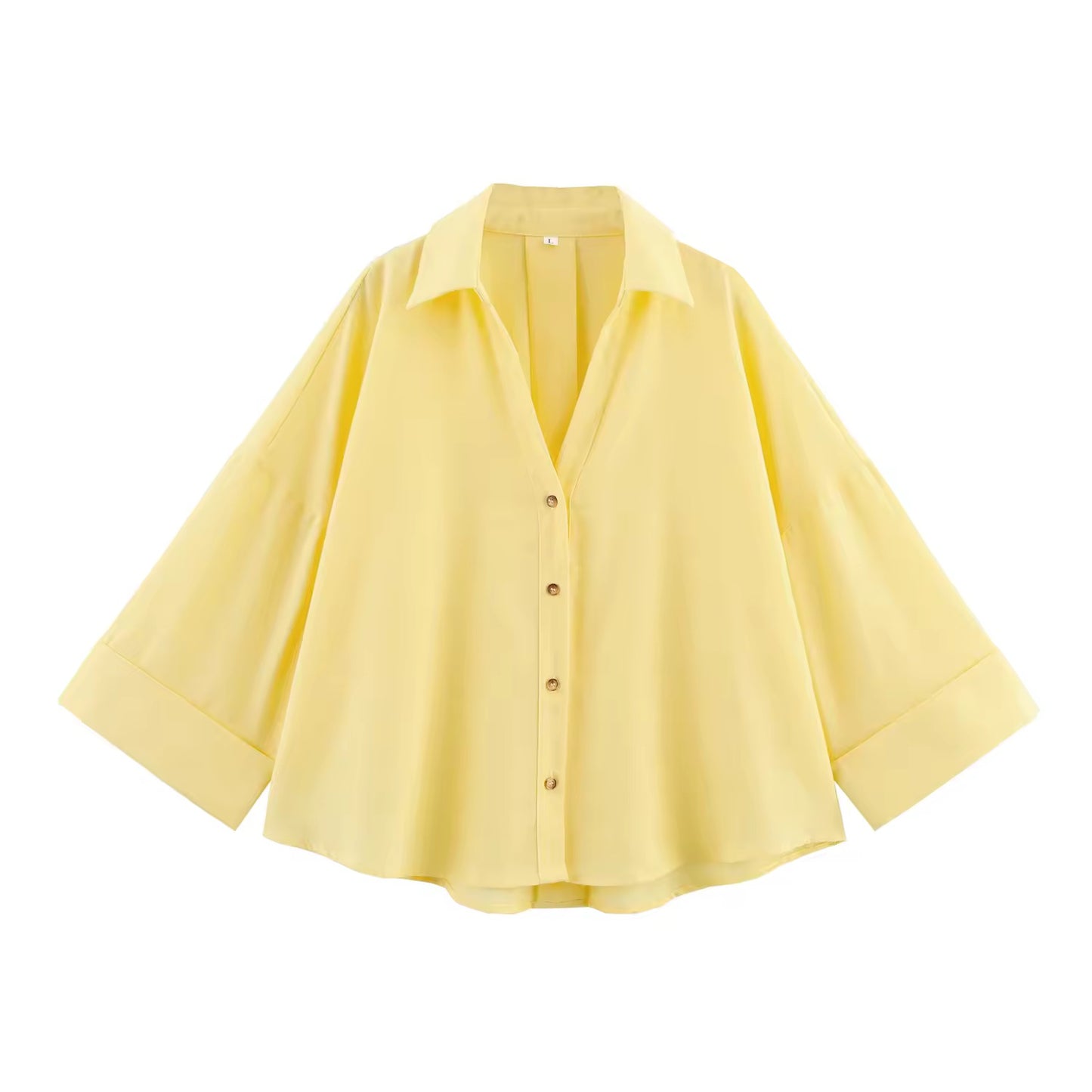 CHEMISE EN COTON À MANCHES LARGES