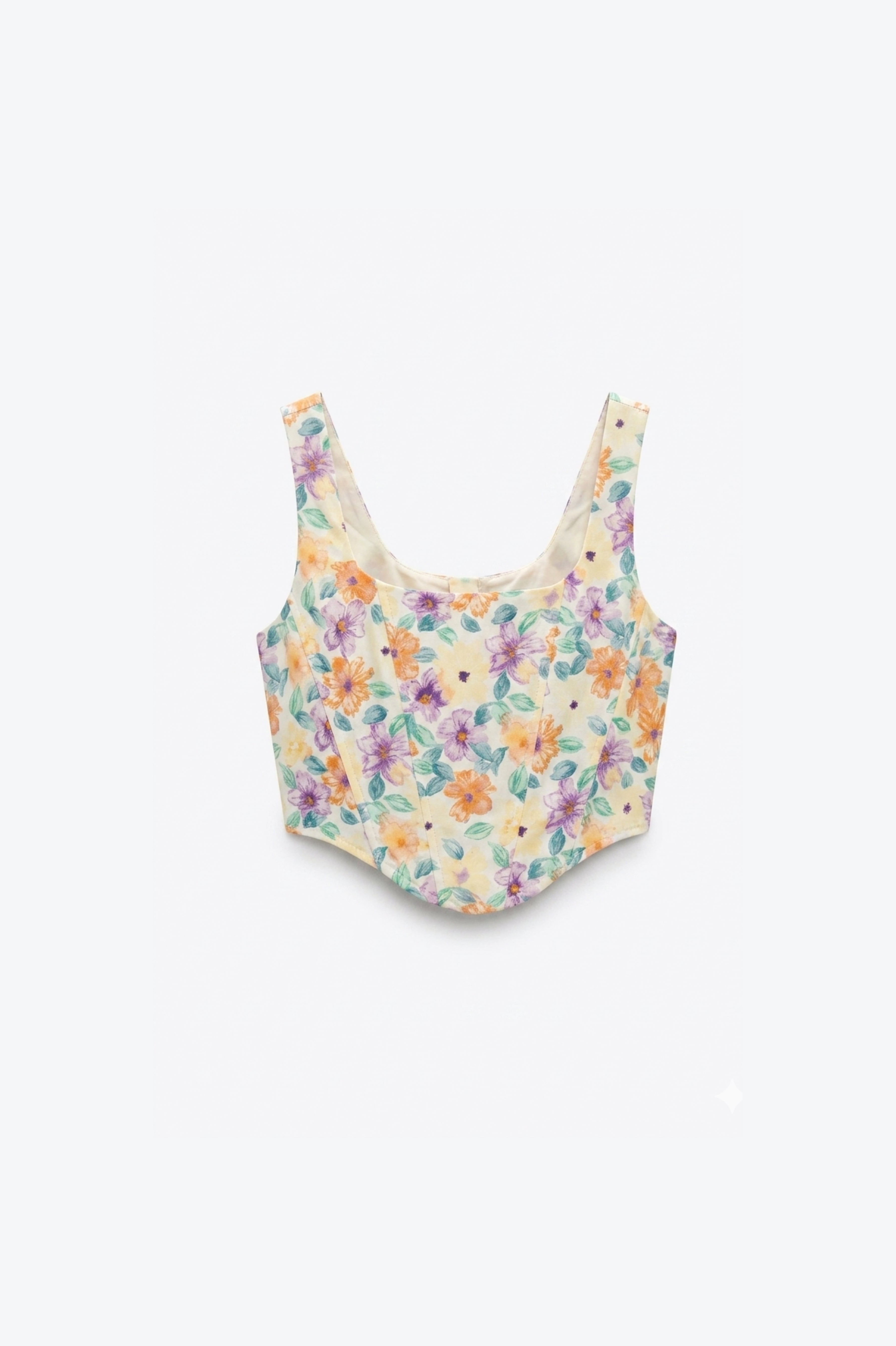 TOP CROPPED FLORAL À LISERÉ