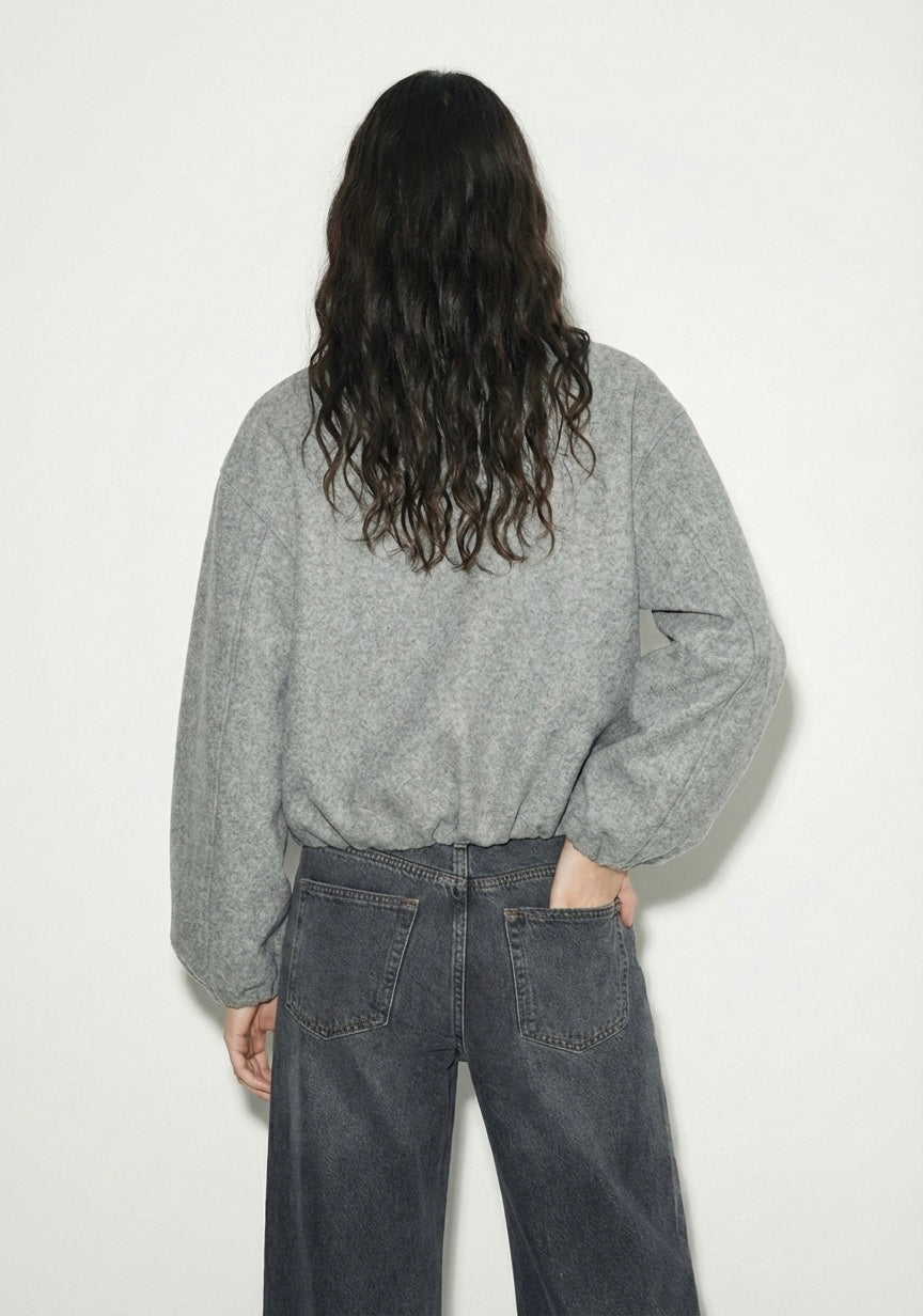 VESTE ZIPPÉE À MANCHES VOLUMINEUSES