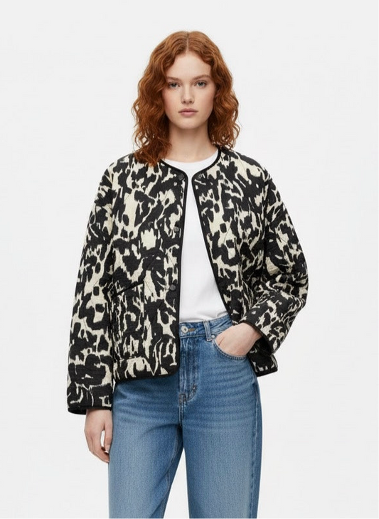 BLOUSON MATELASSÉ IMPRIMÉ LÉOPARD