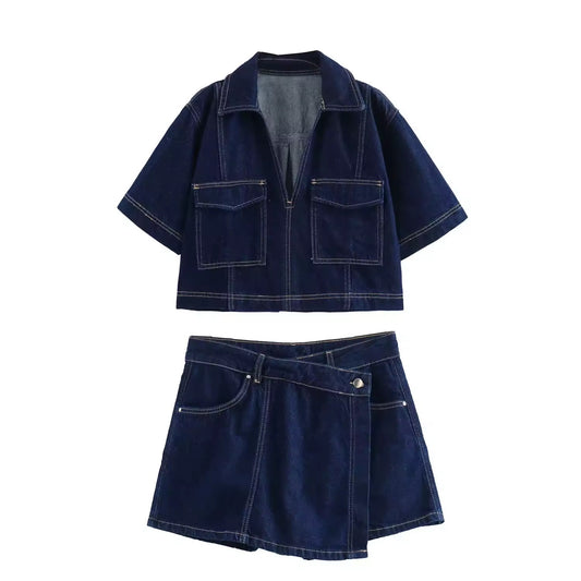 ENSEMBLE SHORT & CHEMISE EN JEAN