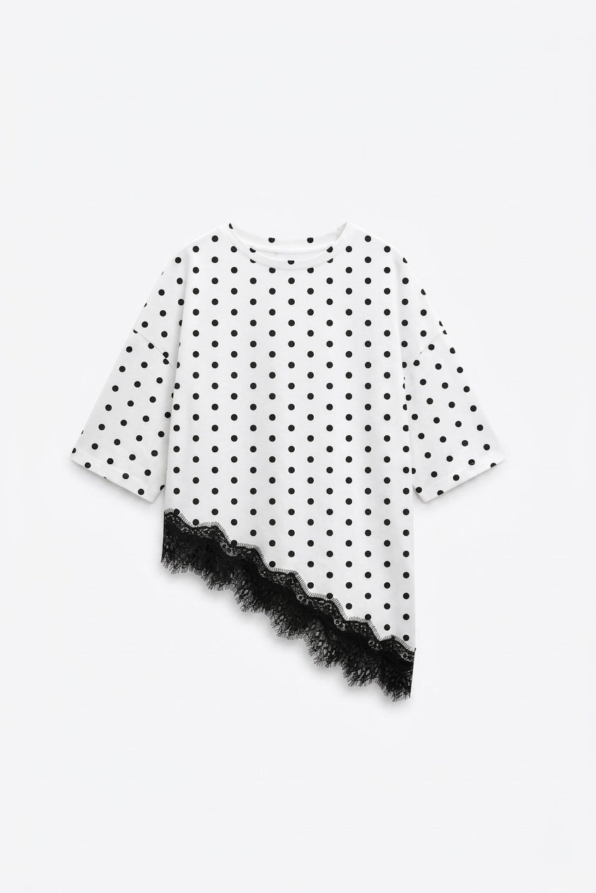 T-SHIRT OVERSIZE À MOTIF POIS