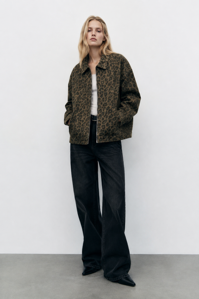 VESTE ZIPPÉE À IMPRIMÉ LÉOPARD
