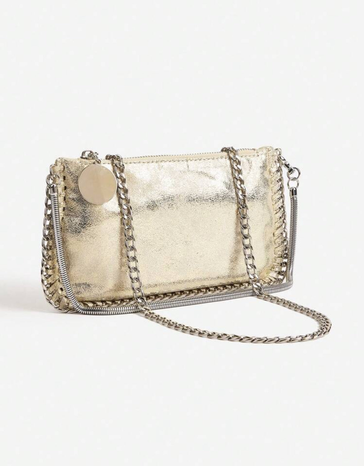 POCHETTE MÉTALLIQUE EN CUIR PU