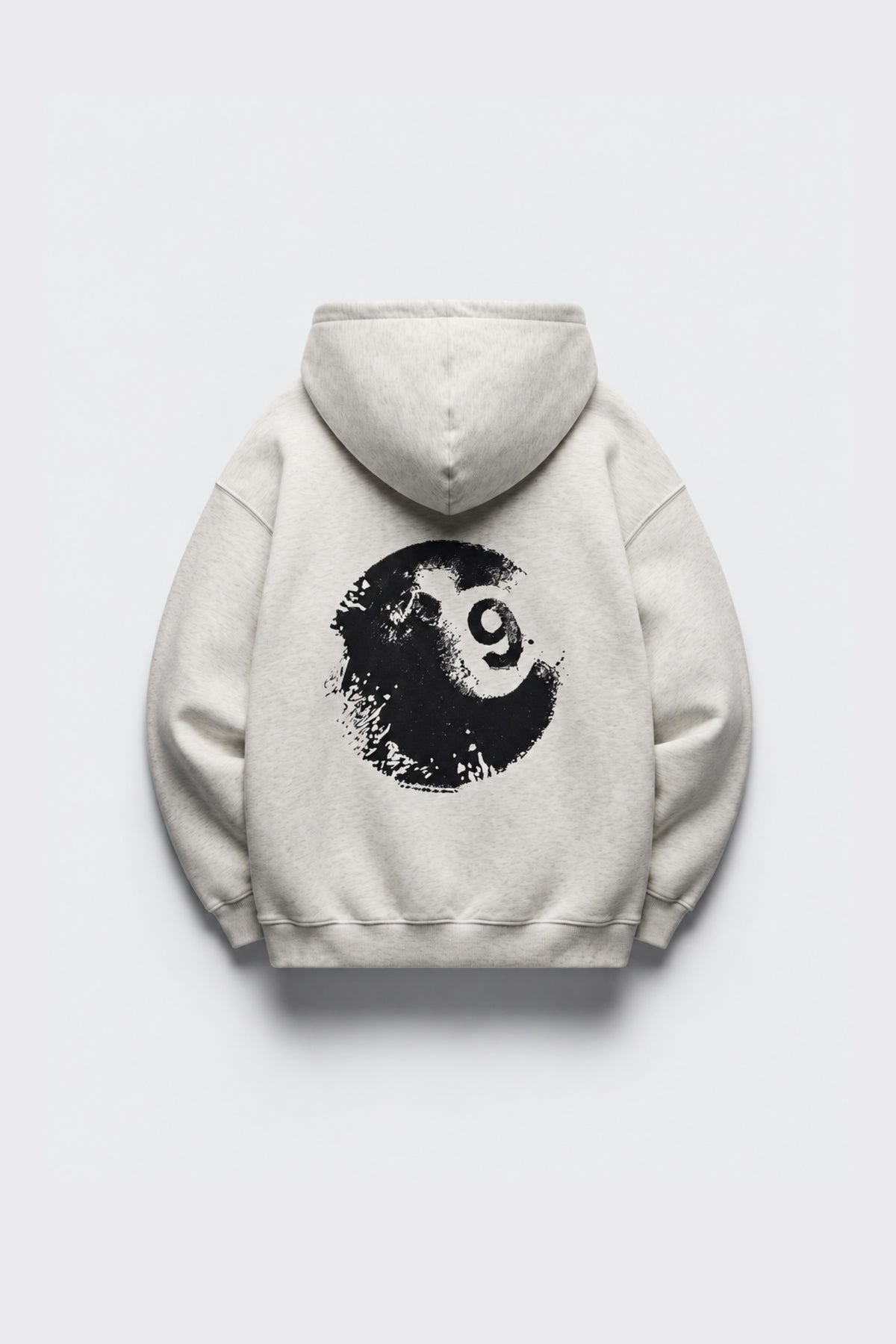SWEAT-SHIRT À CAPUCHE EN MOLLETON CHINÉ AVEC IMPRESSION PLACÉE