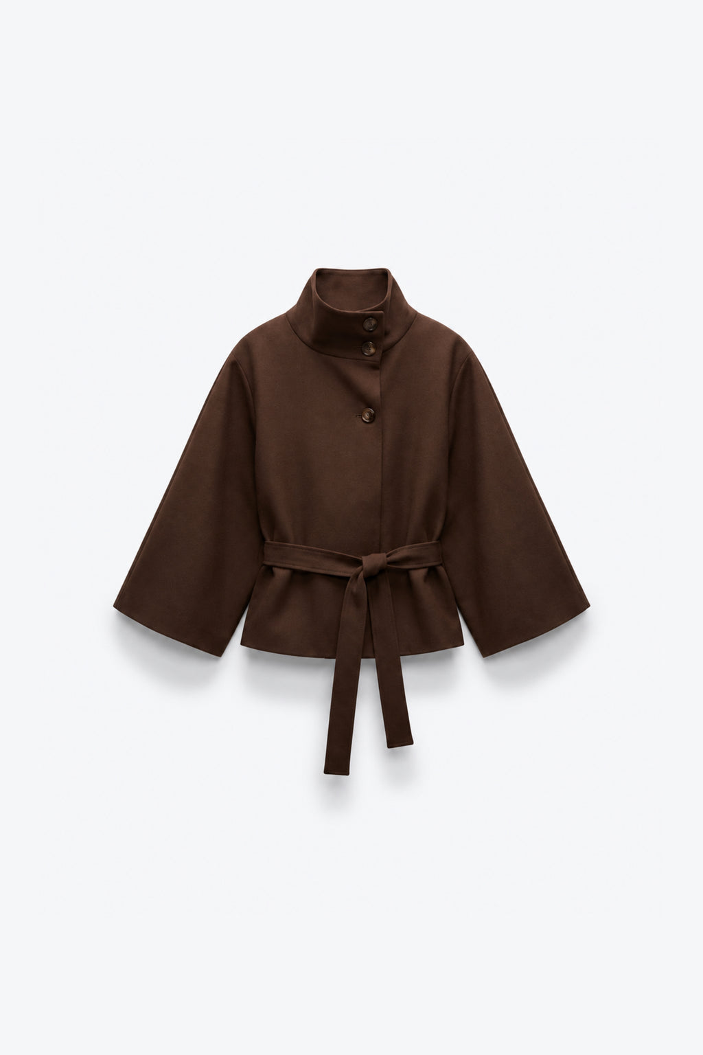 VESTE COURTE EN TISSU FEUTRÉ CEINTURÉE