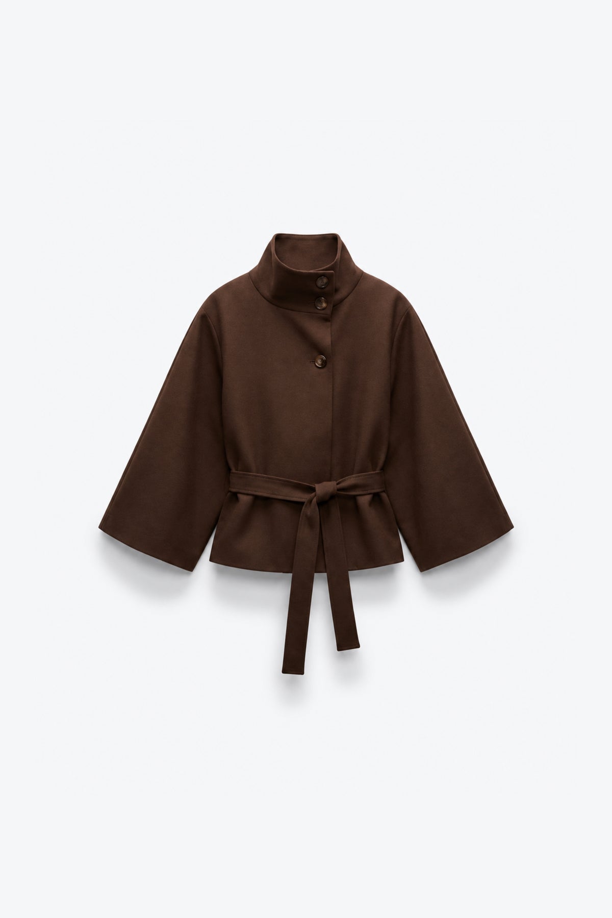 VESTE COURTE EN TISSU FEUTRÉ CEINTURÉE