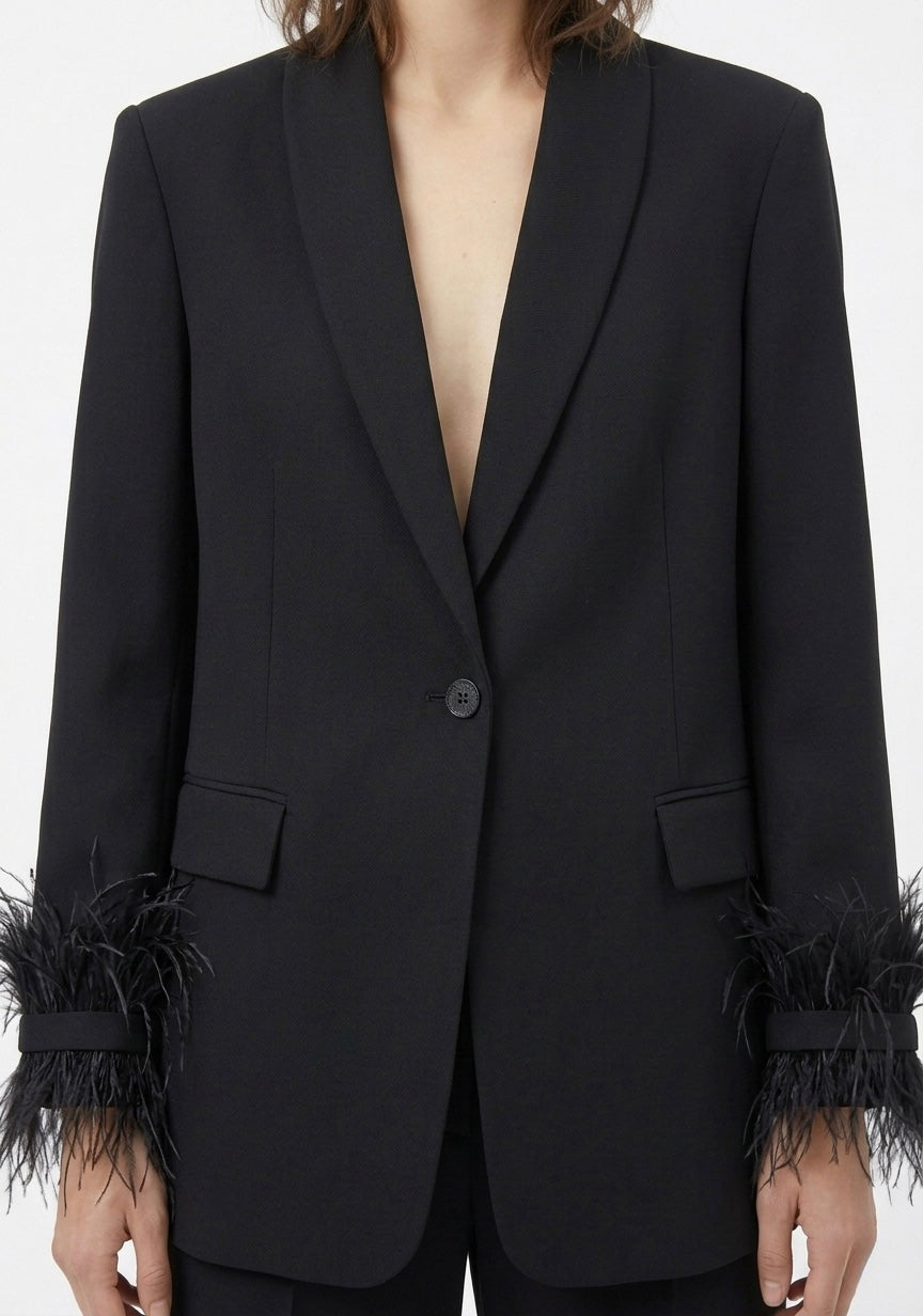 BLAZER LONG AVEC DÉTAILS PLUMES
