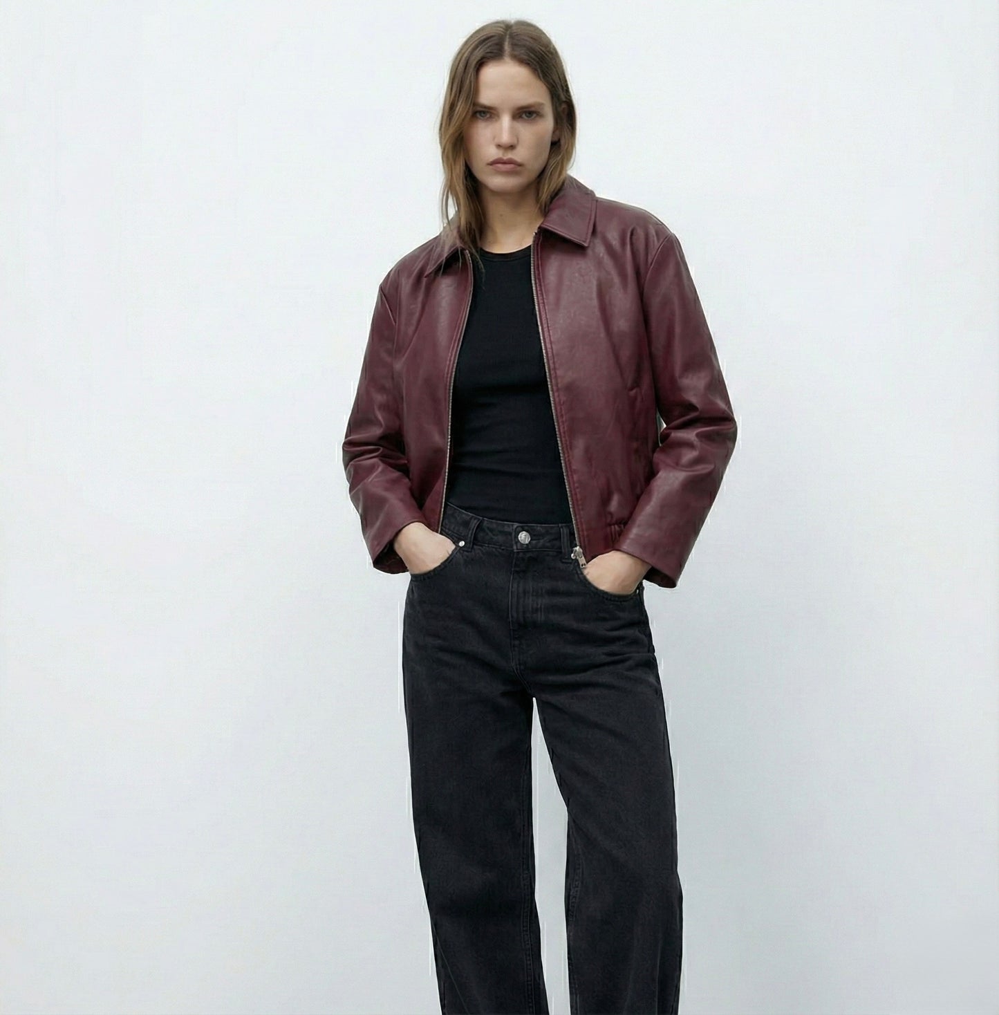 BLOUSON ZIPPÉ SIMILI MAT