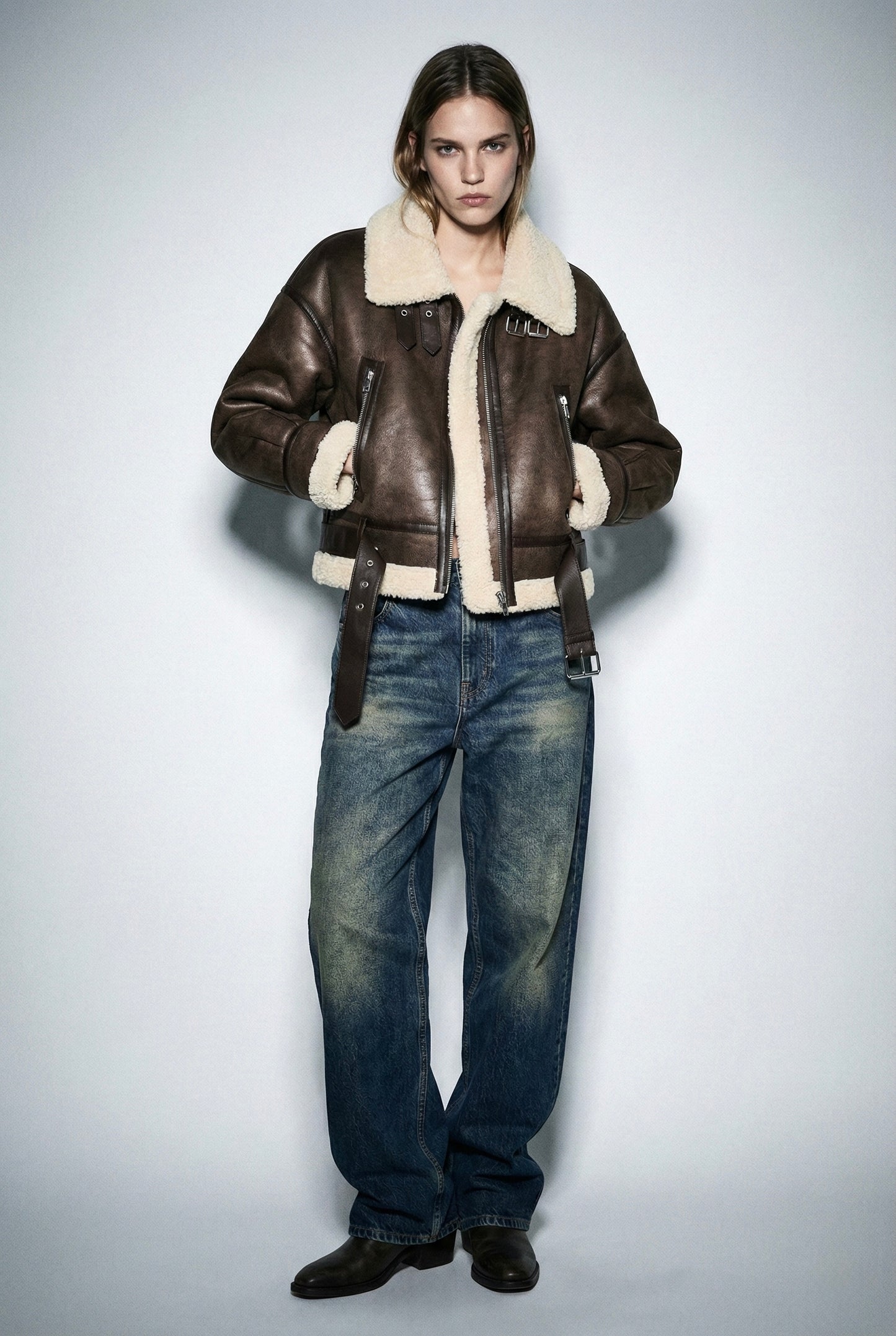 Vintage PU Leather Coat • Women