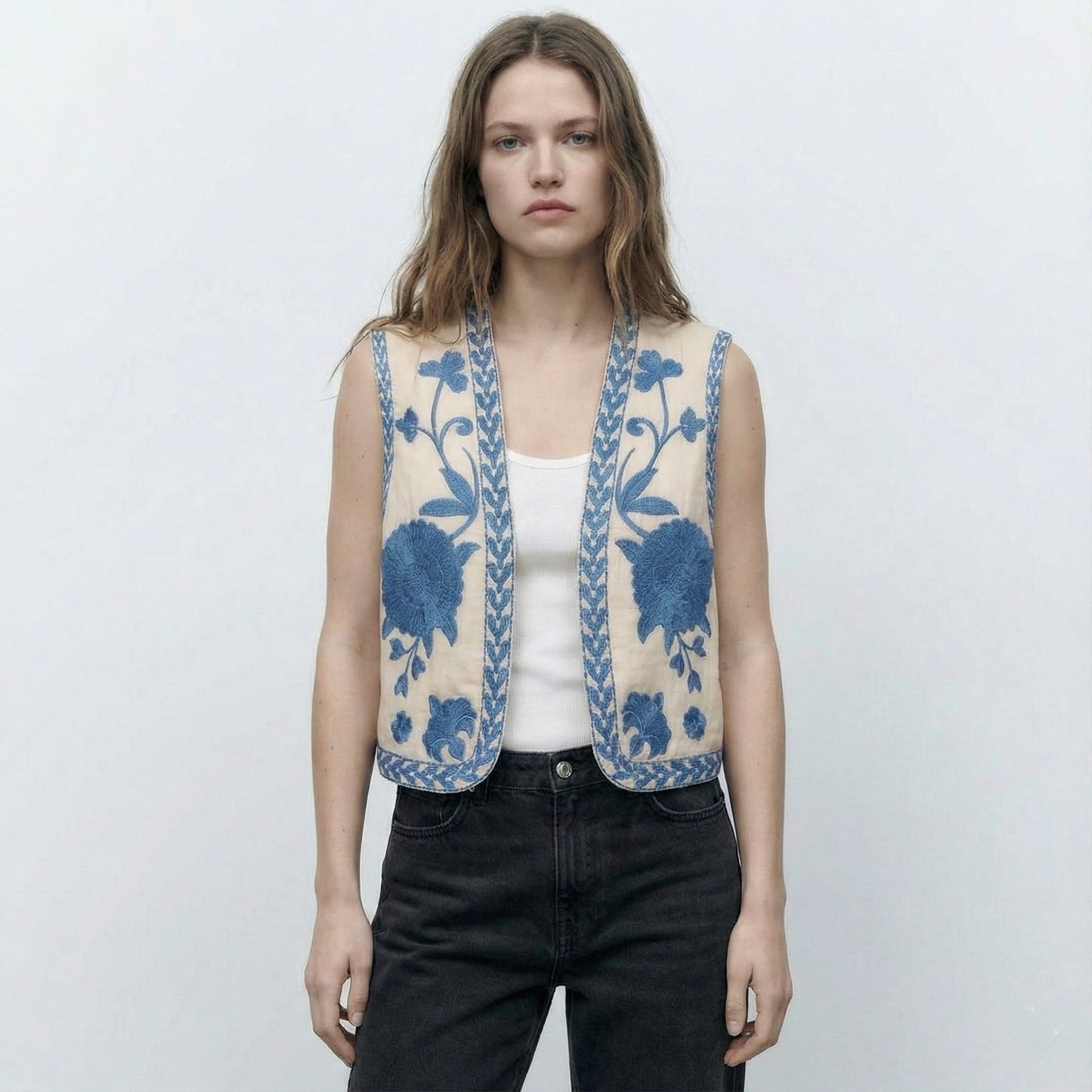 GILET BRODÉ SANS MANCHES