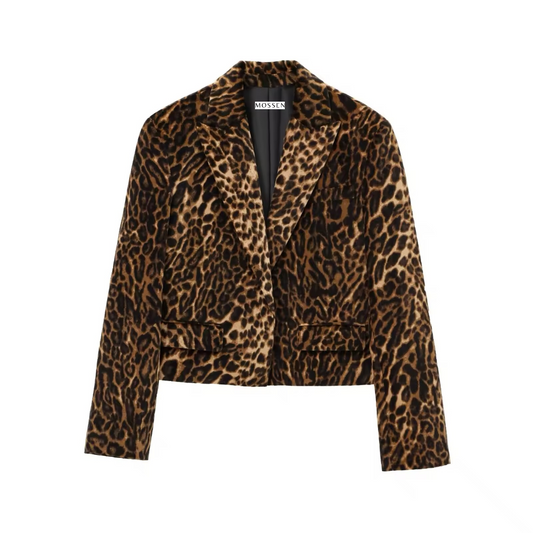 Blazer corto effetto leopardato 