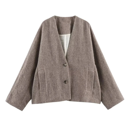 V-neck buttoned jacket • Women