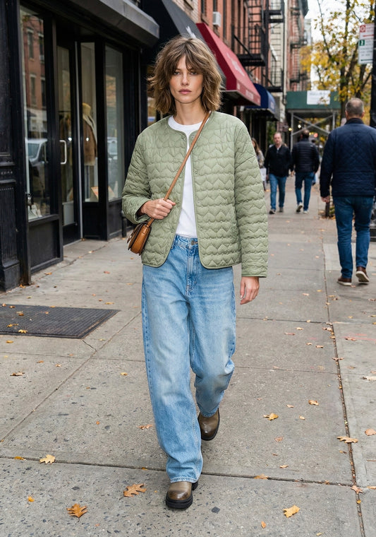 VESTE MATELASSÉE À COL ROND