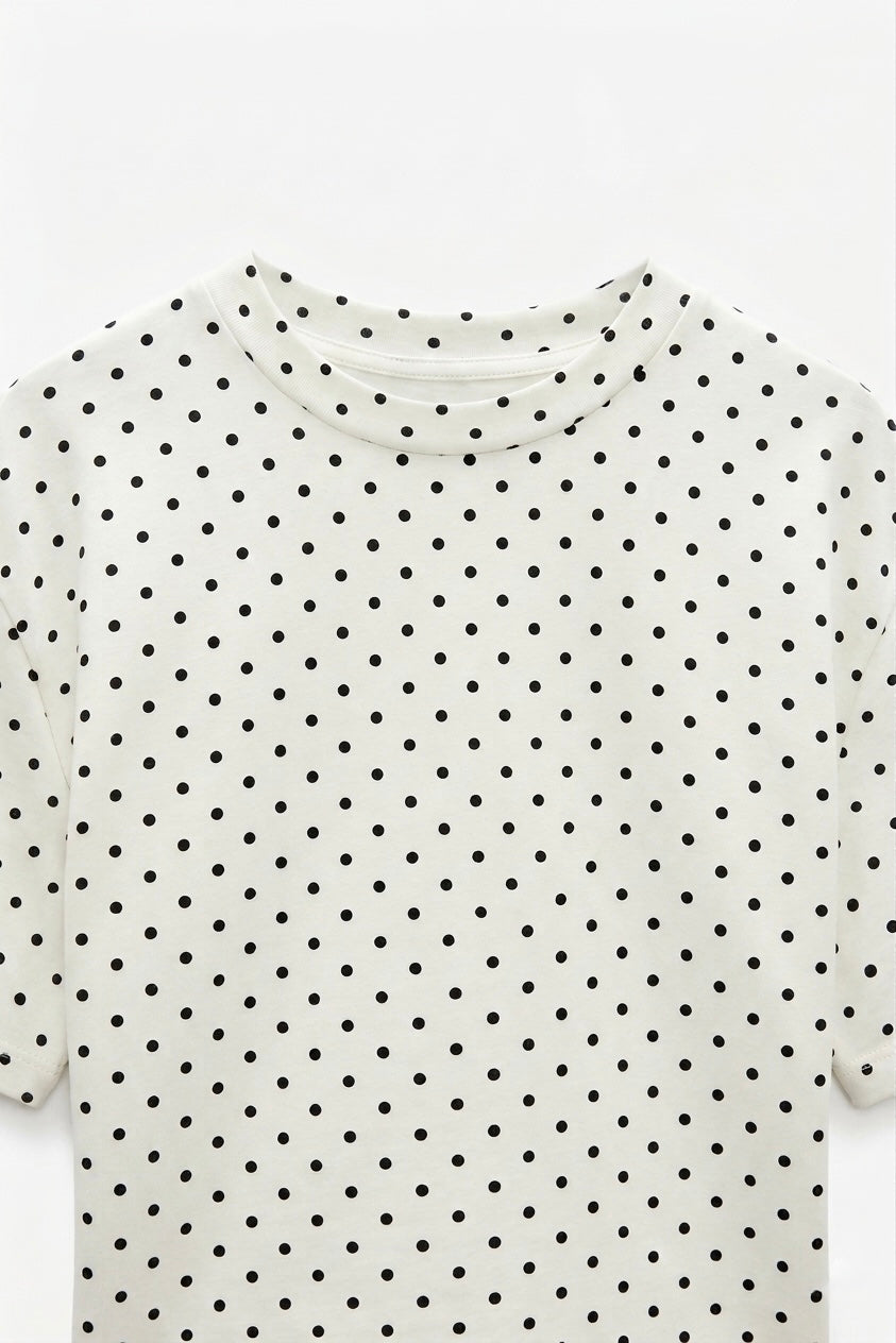 T-SHIRT COURT À MOTIF POIS
