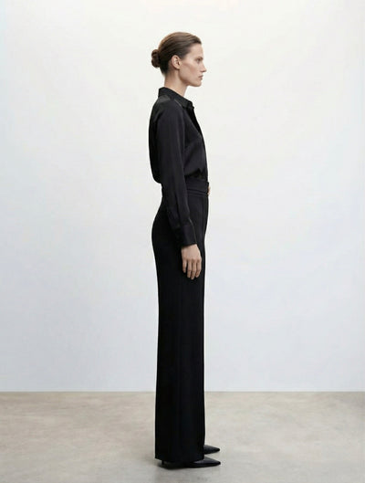 PANTALON LARGE À TAILLE HAUTE