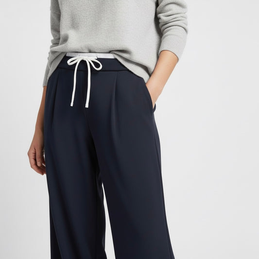PANTALON LARGE À CORDON CONTRASTANT