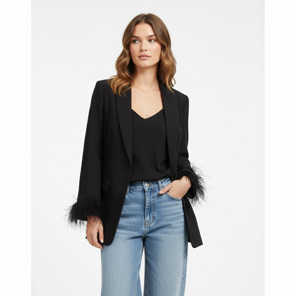 Black satin blazer • Women