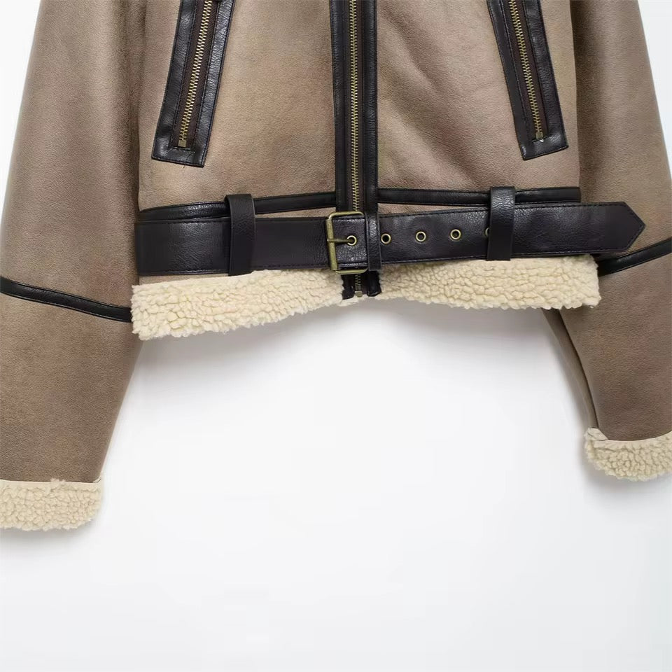 BLOUSON AVIATEUR À DOUBLURE BOUCLÉE