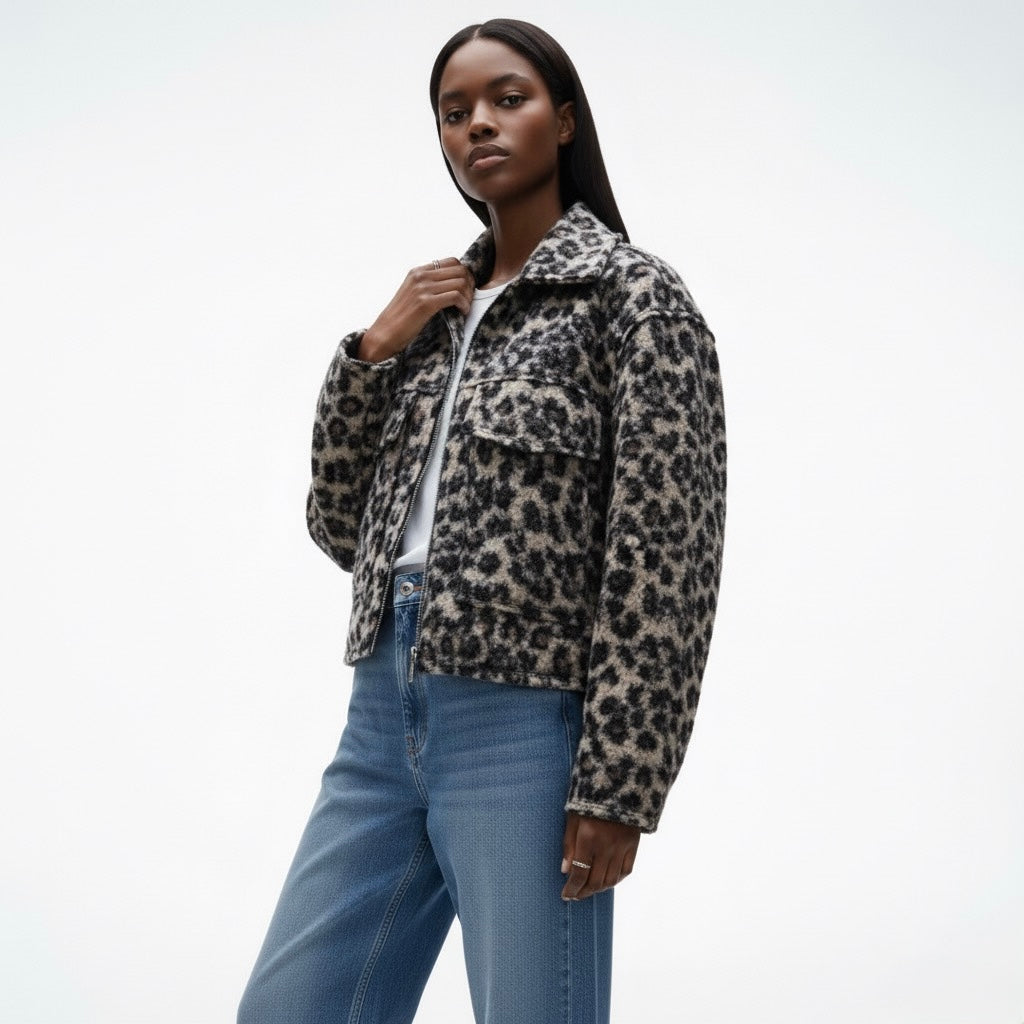 VESTE COURTE IMPRIMÉE ANIMALIER