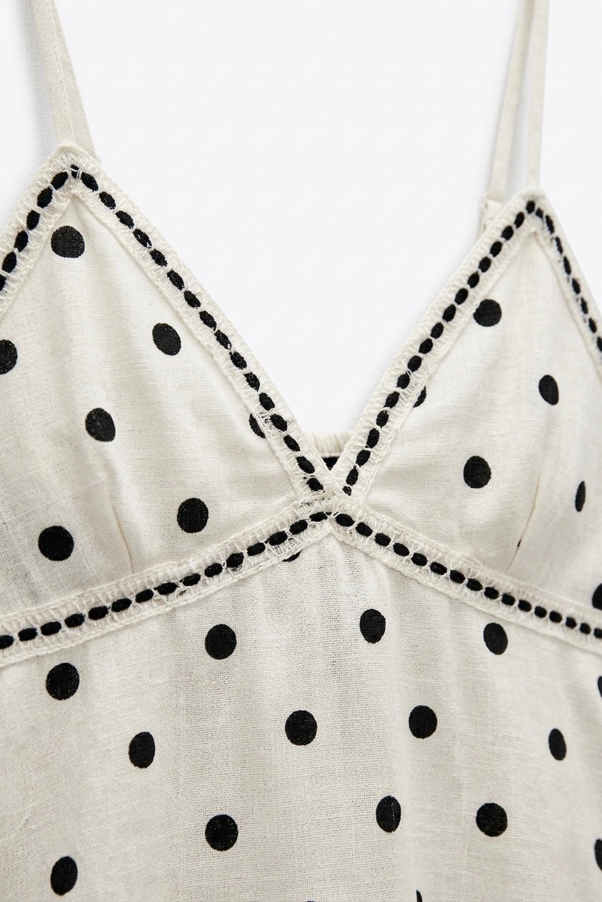 TOP À POIS EN LIN
