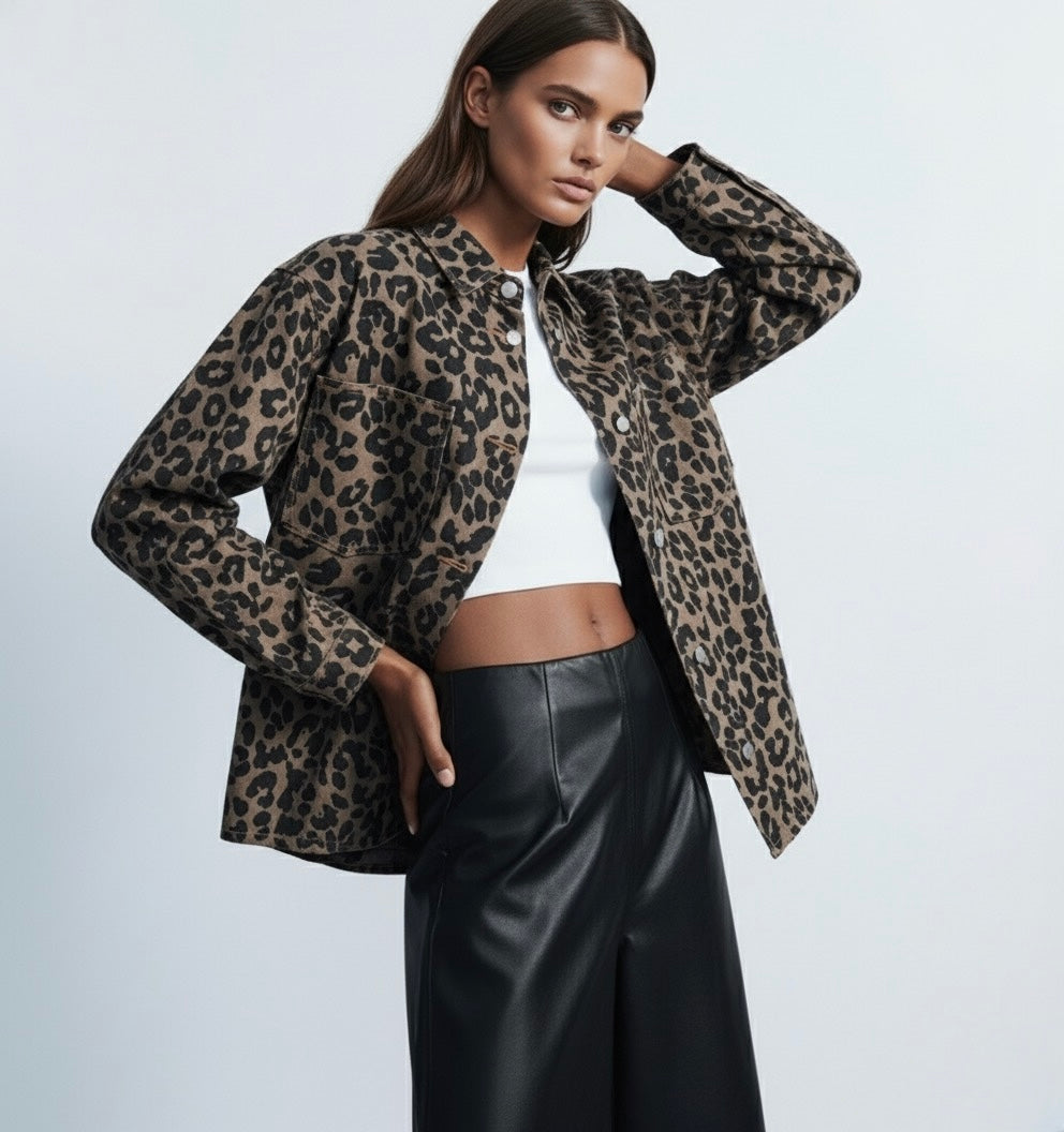 CHEMISE OVERSIZE À MOTIF ANIMALIER