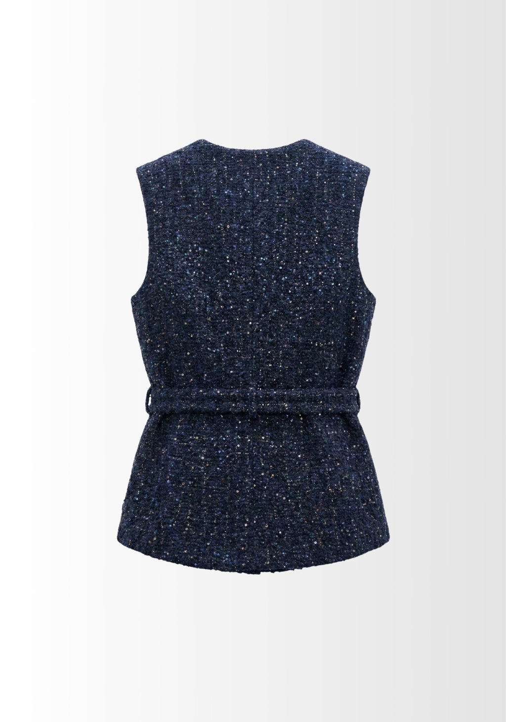 GILET STRUCTURÉ EN TWEED À CEINTURE