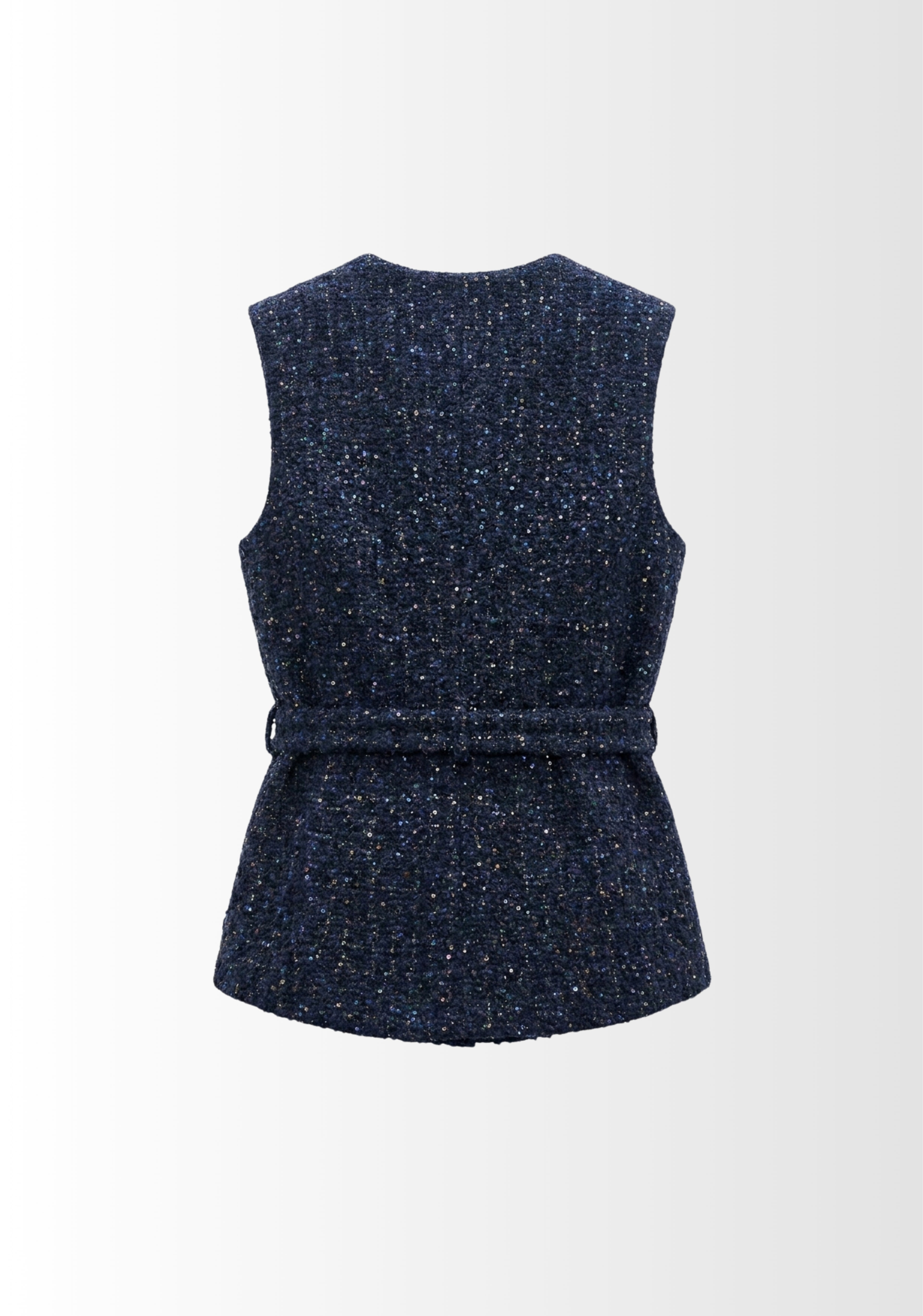 GILET STRUCTURÉ EN TWEED À CEINTURE