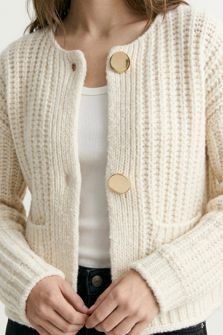 CARDIGAN EN MAILLE BLANCHE