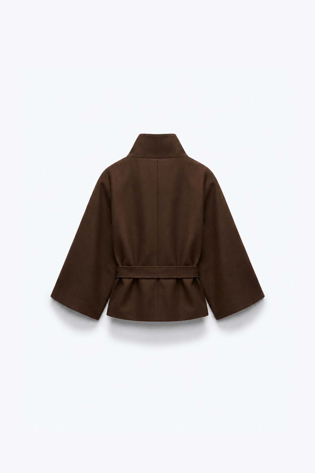 VESTE COURTE EN TISSU FEUTRÉ CEINTURÉE