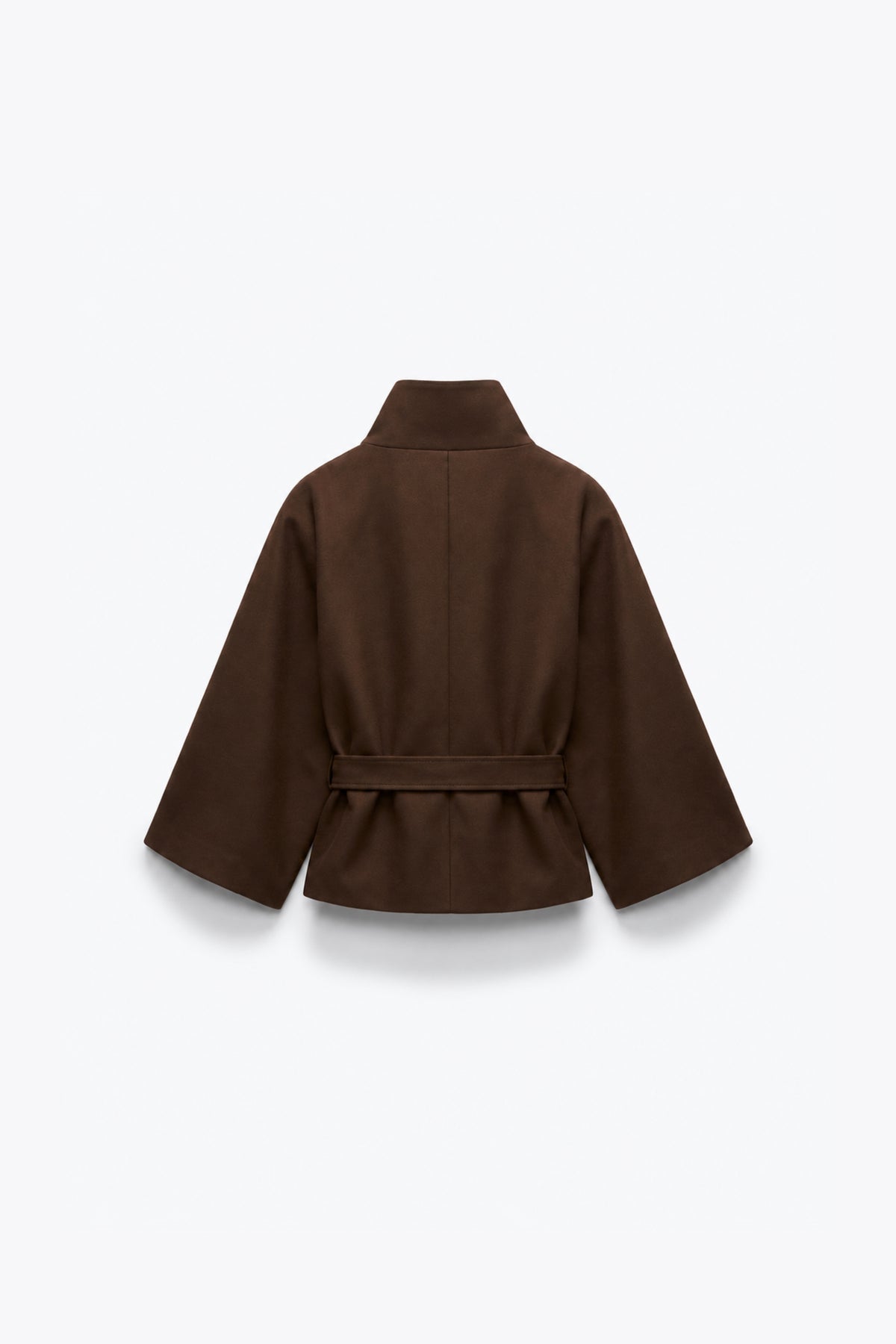 VESTE COURTE EN TISSU FEUTRÉ CEINTURÉE