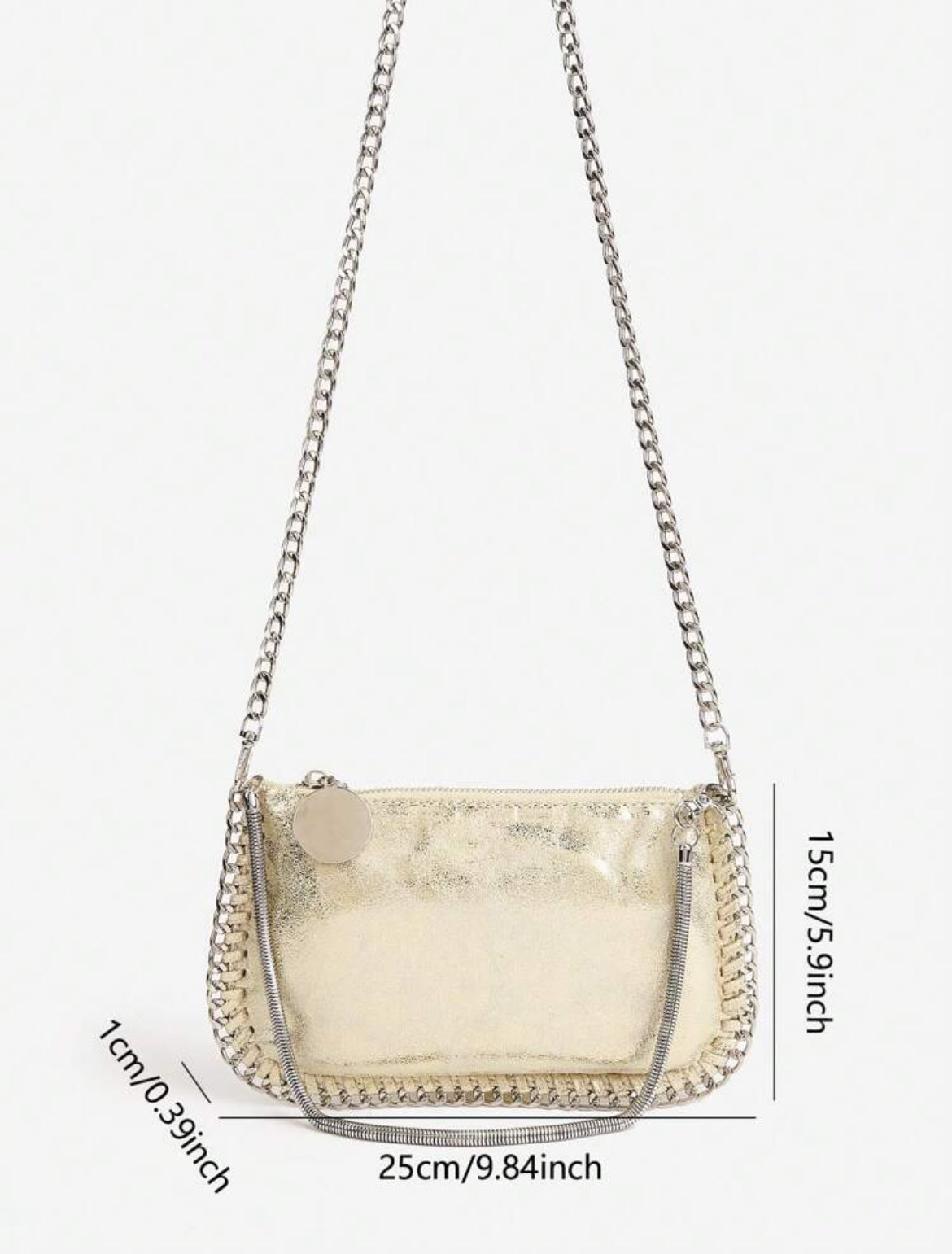 POCHETTE MÉTALLIQUE EN CUIR PU