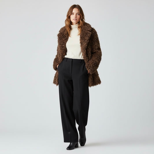 VESTE EFFET FOURRURE BOUCLÉE