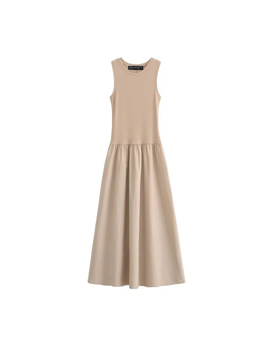 ROBE LONGUE À TAILLE ÉLASTIQUÉE