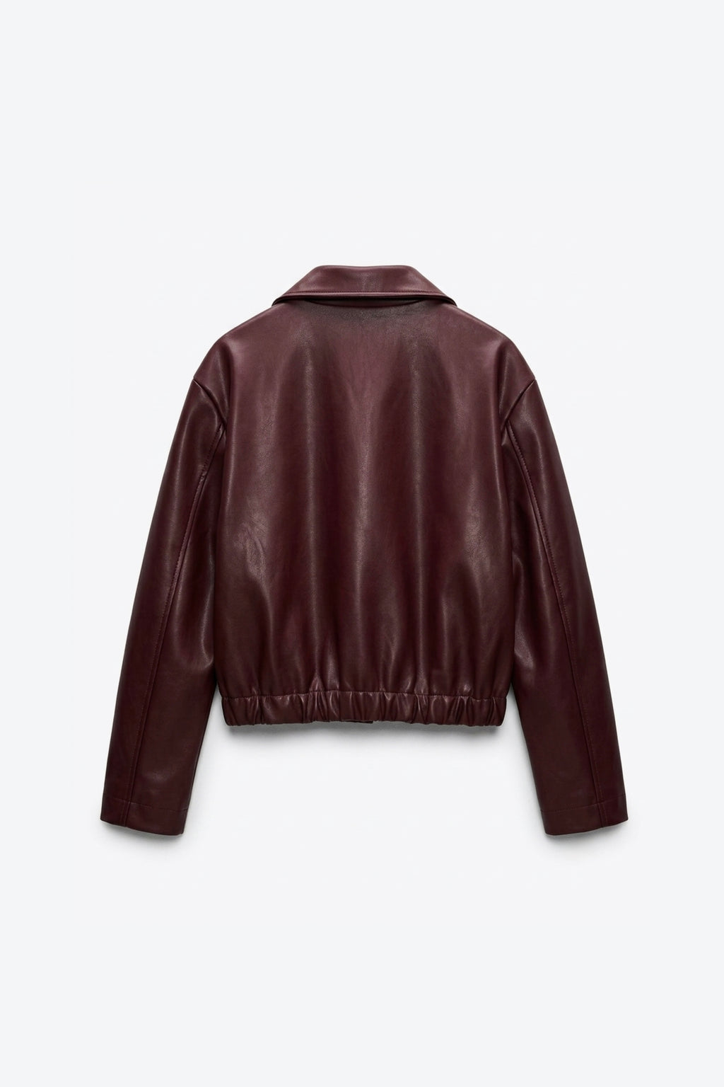 BLOUSON BOMBER EFFET CUIR À BASE ÉLASTIQUÉE