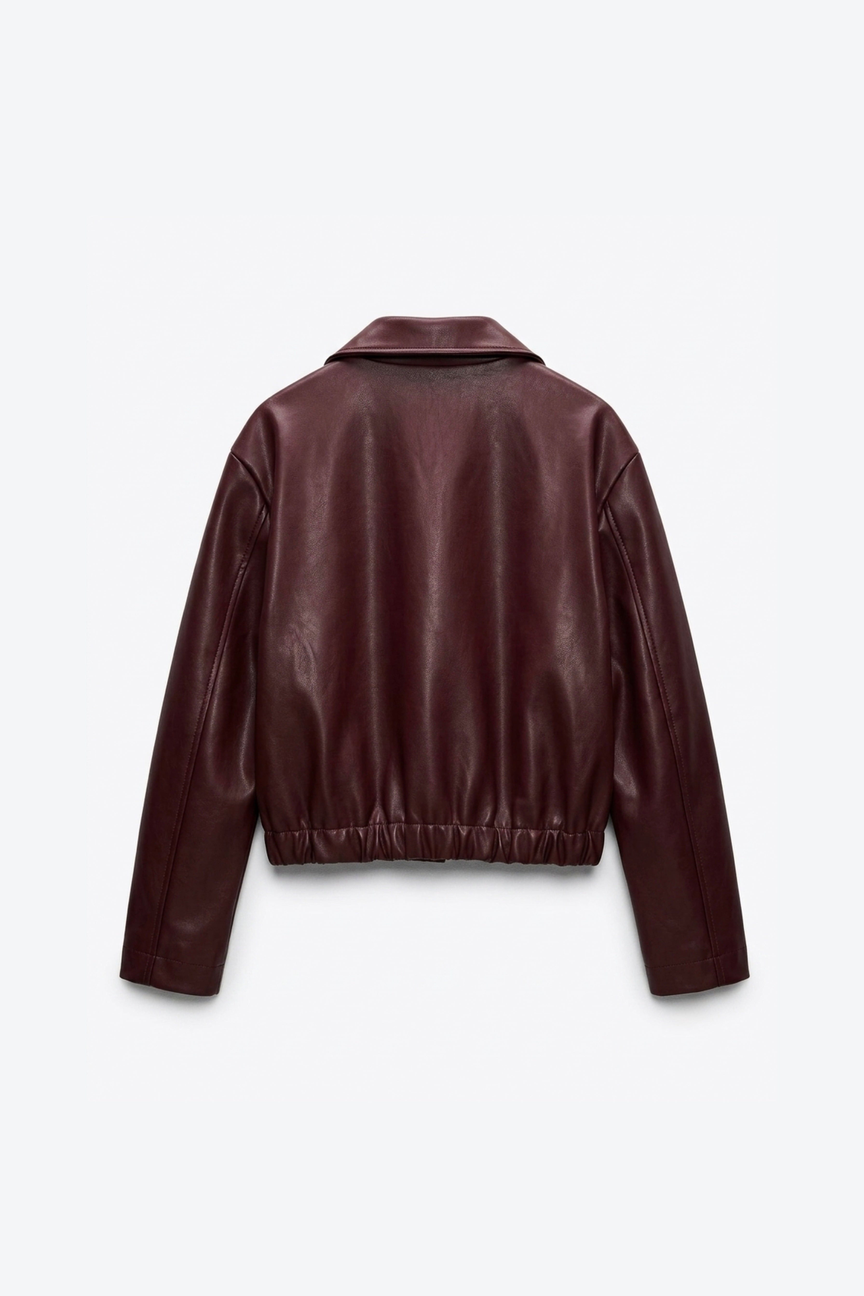 BLOUSON BOMBER EFFET CUIR À BASE ÉLASTIQUÉE