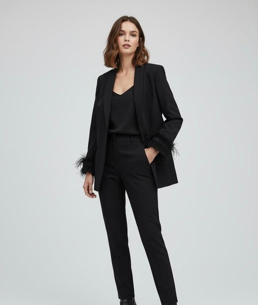 BLAZER LONG AVEC DÉTAILS PLUMES