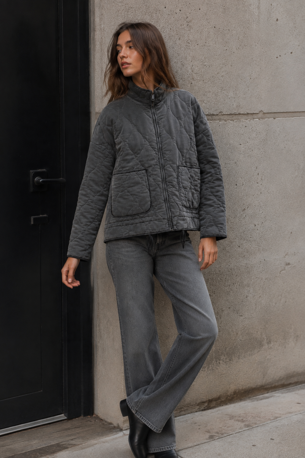 BLOUSON MATELASSÉ OVERSIZE À LIENS