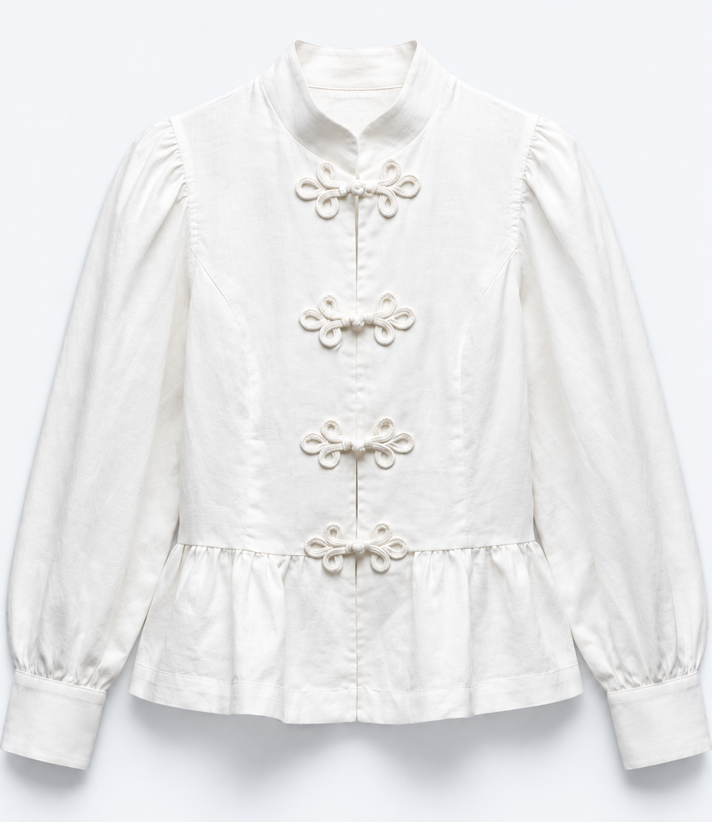 BLOUSE À COL OFFICIER ET PASSAMANTERIE