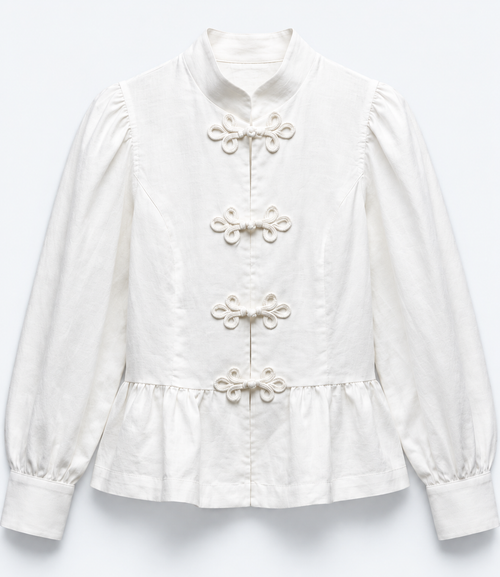 BLOUSE À COL OFFICIER ET PASSAMANTERIE