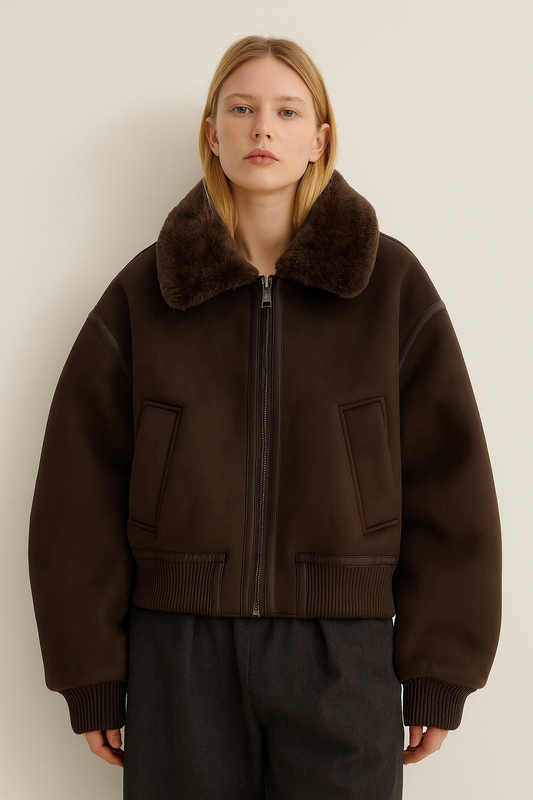 BLOUSON BOMBER DOUBLÉ FOURRURE