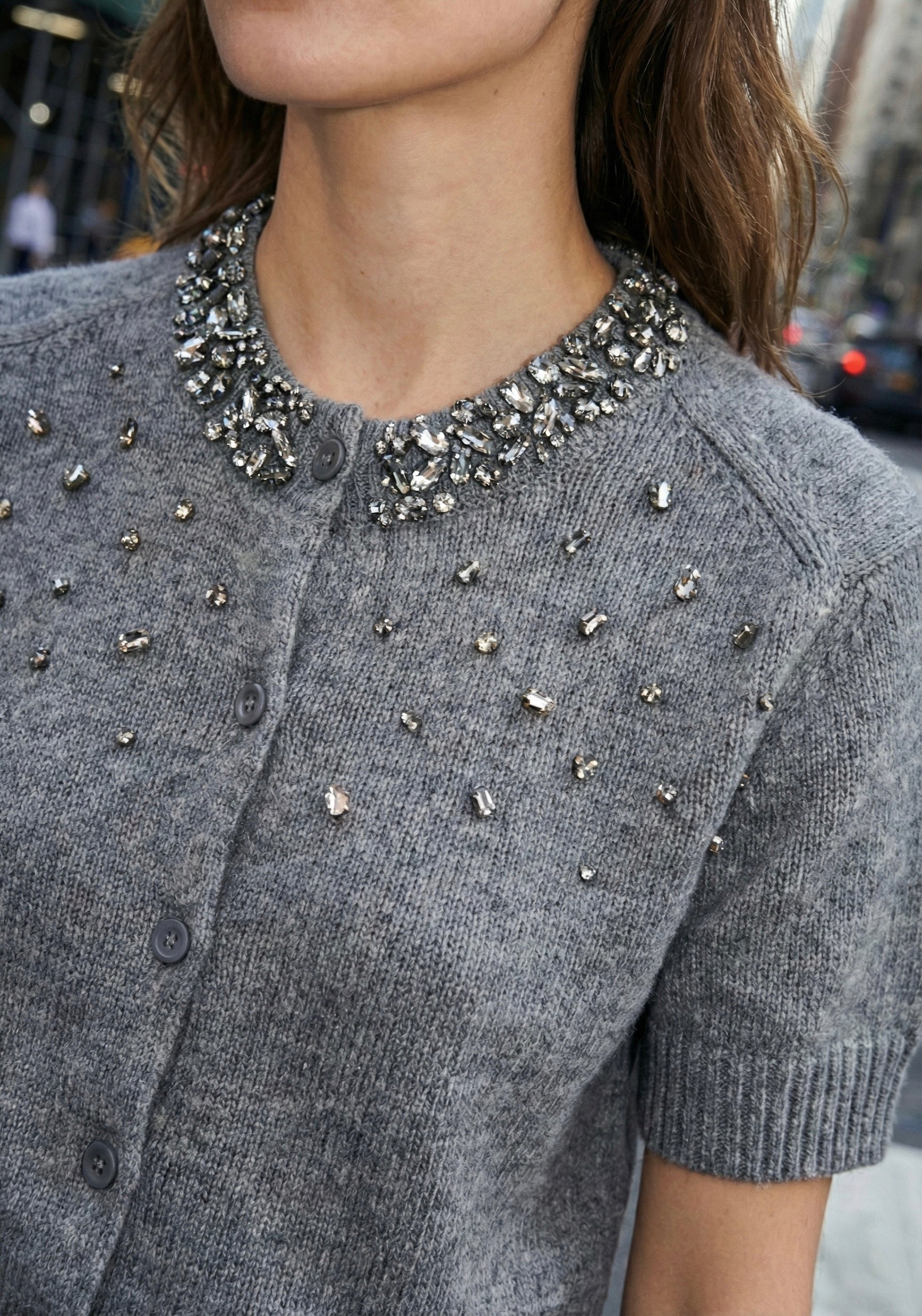 CARDIGAN MAILLE ORNÉE À COL DÉCORATIF