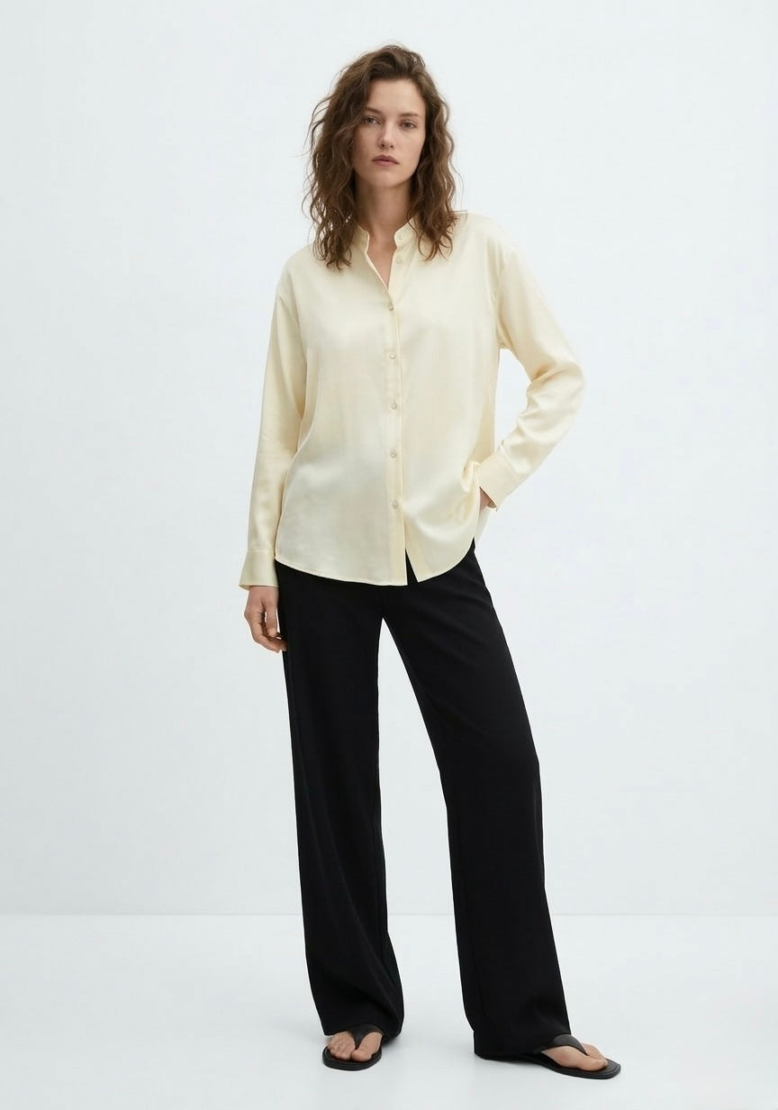 CHEMISE SATINÉE COL OFFICIER
