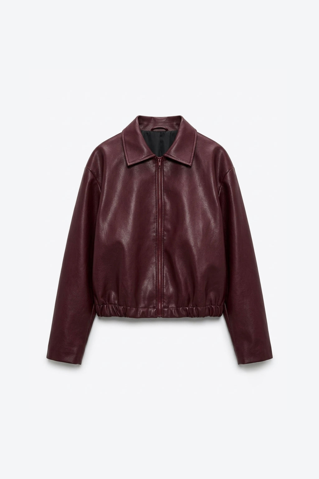 BLOUSON BOMBER EFFET CUIR À BASE ÉLASTIQUÉE