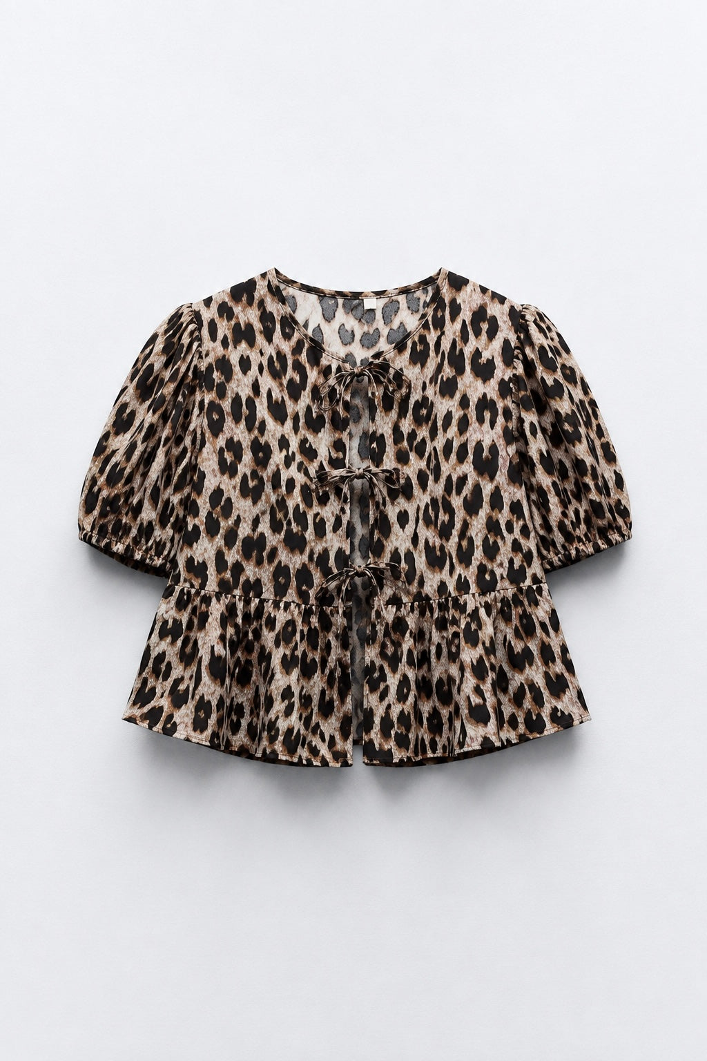 BLOUSE COURTE COL ROND MANCHES BOUFFANTES