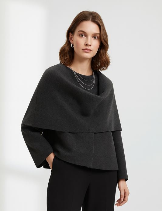 MANTEAU STRUCTURÉ À DRAPÉ INTÉGRÉ