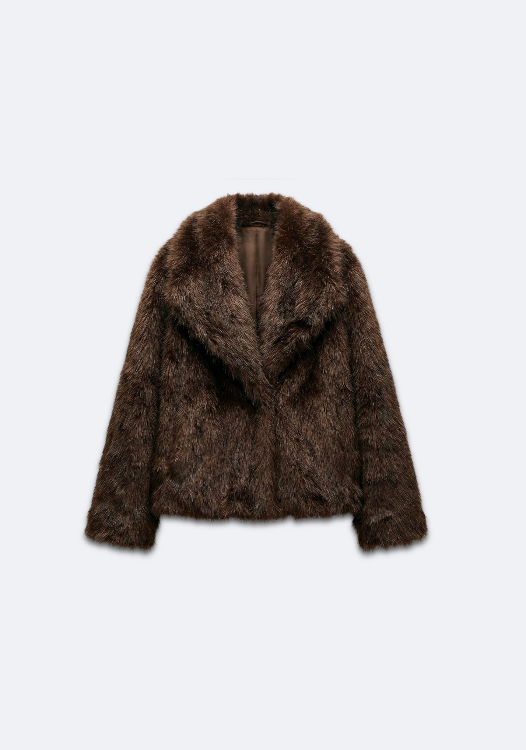 VESTE COURTE EFFET FOURRURE À COL CROISÉ