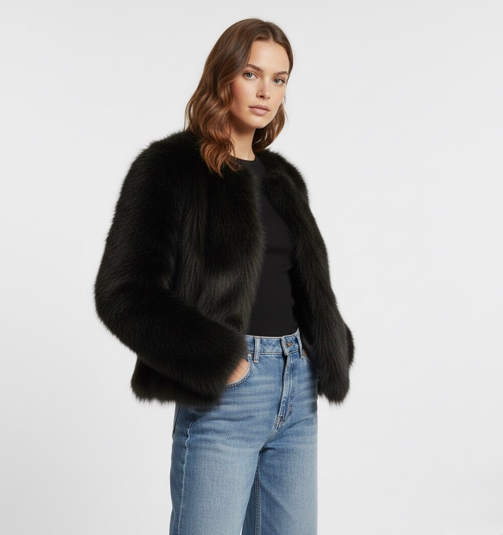 VESTE COURTE EFFET FOURRURE