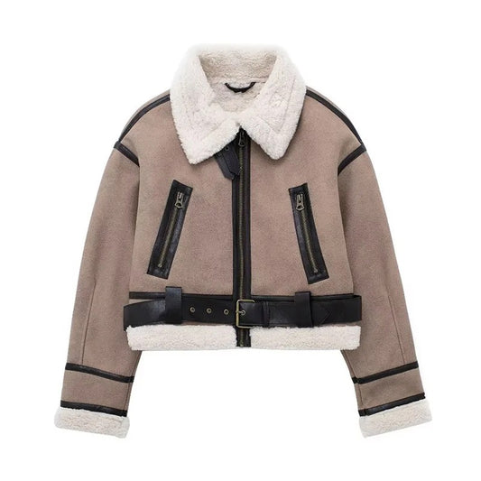 Manteau vintage en cuir PU - Femme